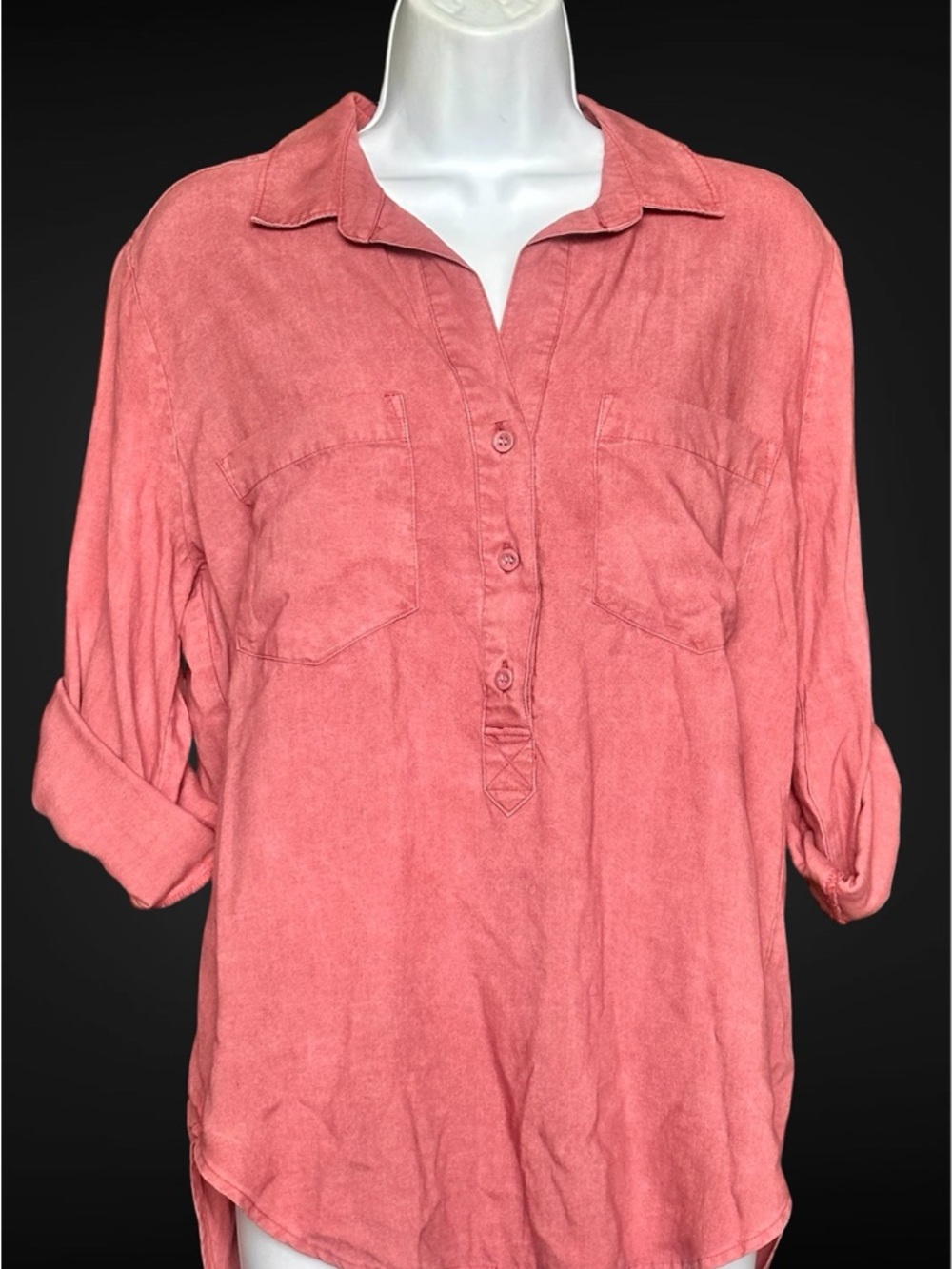 BRAND NEW W/ TAG - Side Stitch Coral Button-Front Popover Shirt From
Nordstrom